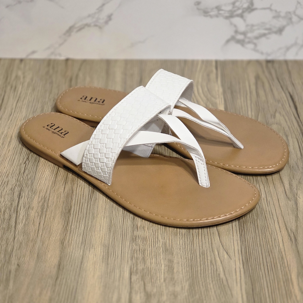 a.n.a Women's White and Tan Sandals